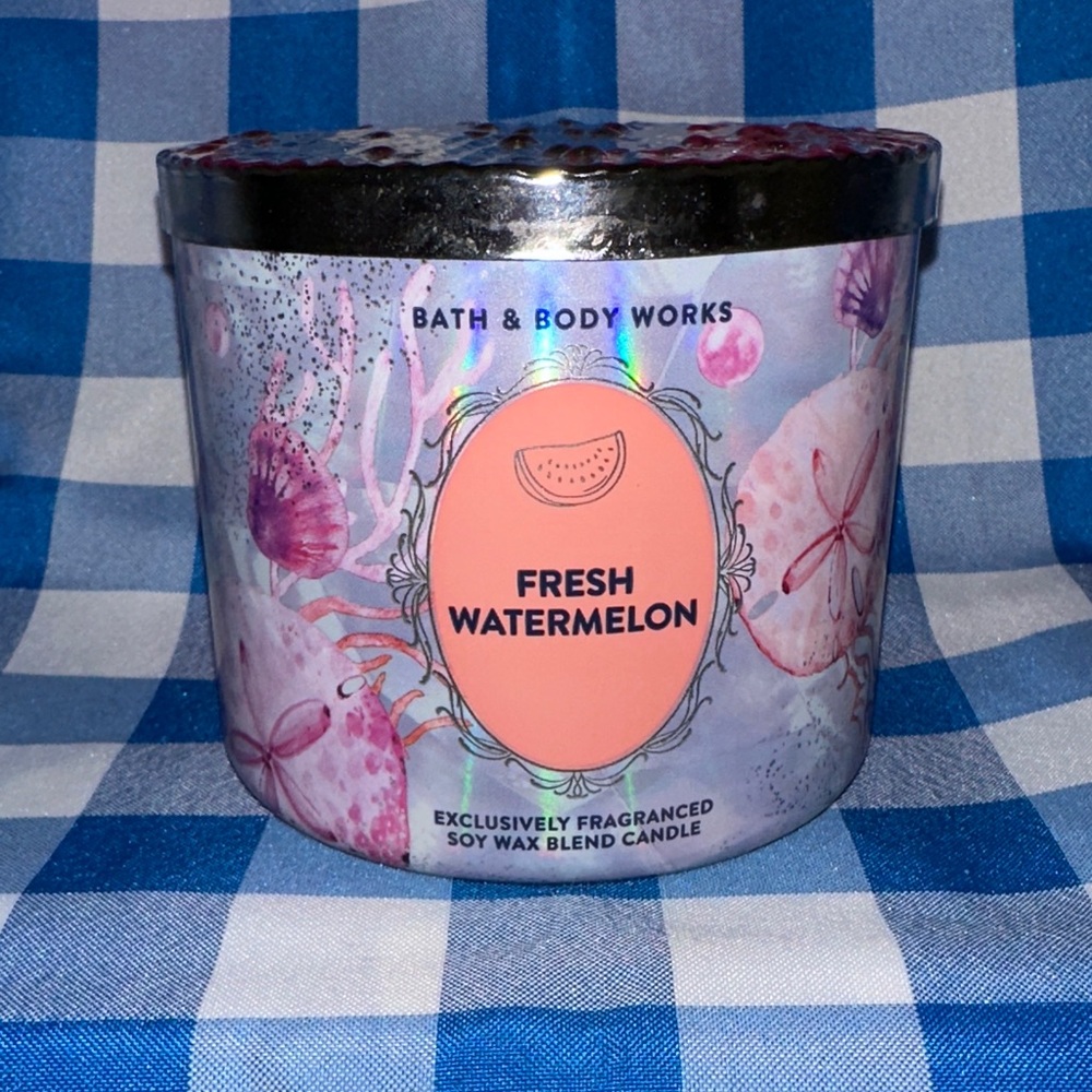 Bath & Body Works Fresh Watermelon Candle - Pink & Silver